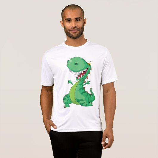 Grappige Cartoon Dinosaurus Roaring T-Rex T-shirt (Voorkant volledig)