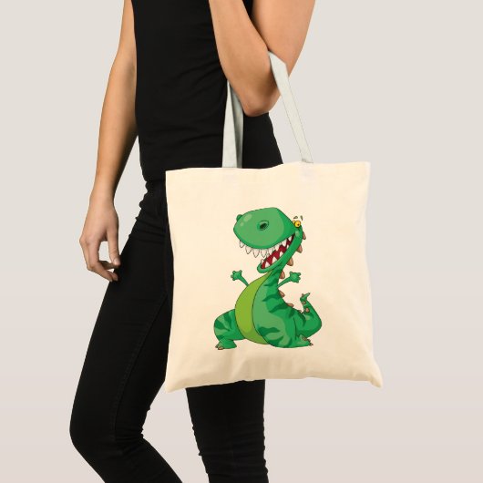 Grappige Cartoon Dinosaurus Roaring T-Rex Tote Bag (Voorkant (product))