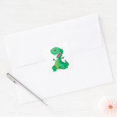 Grappige Cartoon Dinosaurus Roaring T-Rex Vierkante Sticker