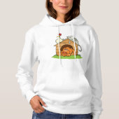 Grappige Cartoon Dog Kat en kip op hondenhok Hoodie (Voorkant)