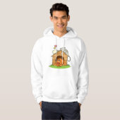 Grappige Cartoon Dog Kat en kip op hondenhok Hoodie (Voorkant volledig)