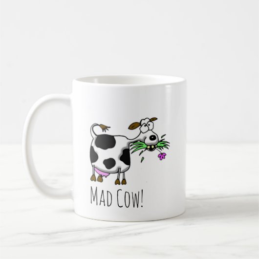 Grappige Cartoon Dolle Koe Mug- personaliseer het! Koffiemok (Links)