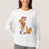 Grappige Cartoon Eend Walking Dog T-shirt – Schatt (Voorkant)