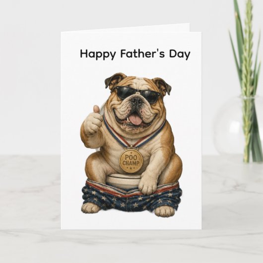 GRAPPIGE CARTOON ENGELSE BULLDOG VADERDAG KAART (Voorkant)
