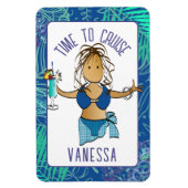 Grappige Cartoon Etnische Dame in Badpak Cruise Ca Magneet (Verticaal)