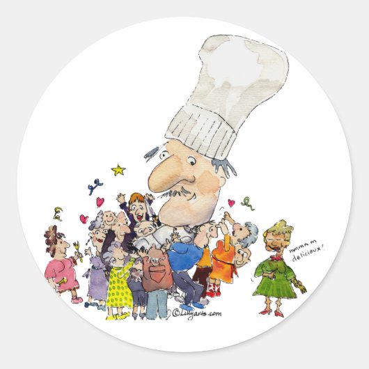 Grappige Cartoon Franse chef-kok Stickers / zegels (Voorkant)