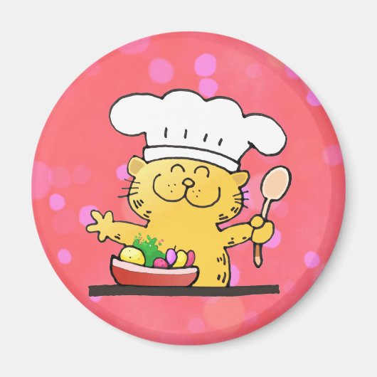 Grappige Cartoon | Funny Kat Chef Magneet (Voorkant)