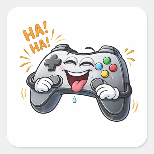 Grappige Cartoon Game Controller Lachende Sticker (Voorkant)