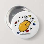 Grappige Cartoon Gebraden Kip in Vrije Val Ronde Button 7,6 Cm (Voorkant /achterkant)