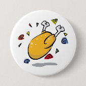 Grappige Cartoon Gebraden Kip in Vrije Val Ronde Button 7,6 Cm (Voorkant)