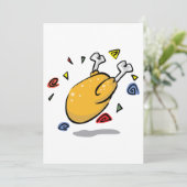 Grappige Cartoon Gebraden Kip Valt Kaart (Staand voorkant)