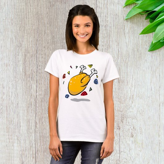 Grappige Cartoon Gebraden Kip Valt T-shirt