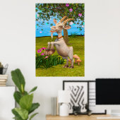 Grappige Cartoon Geit Tuin Dier Kunst Poster (Thuiskantoor)