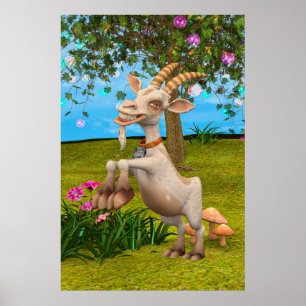 Grappige Cartoon Geit Tuin Dier Kunst Poster