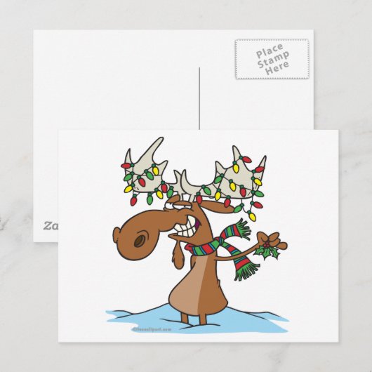 grappige cartoon gekke kerstmis feestdagenkaart (Voorkant / Achterkant)