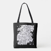 Grappige cartoon gezichten l Zwart-wit Tote Bag (Achterkant)