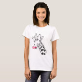 Grappige Cartoon Giraffe Print T-shirt (Voorkant volledig)