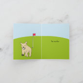 Grappige Cartoon Golden Retriever Golfgrap Verjaar Kaart (Binnen)