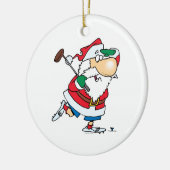 grappige cartoon golfgolfer santa claus keramisch ornament (Links)