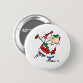 grappige cartoon golfgolfer santa claus ronde button 5,7 cm (Voorkant /achterkant)