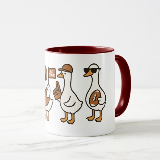 Grappige Cartoon Goose Football Mok – Sport Fan Gi (Voorkant rechts)