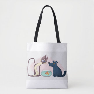 Grappige Cartoon, Goudvis, Hond Tote Bag