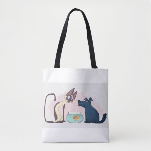 Grappige Cartoon, Goudvis, Hond Tote Bag (Voorkant)