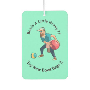 Grappige Cartoon Gras Bowlsspeler Met Een Zware Ba Luchtverfrisser