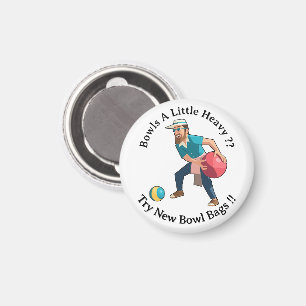 Grappige Cartoon Gras Bowlsspeler Met Een Zware Ba Magneet