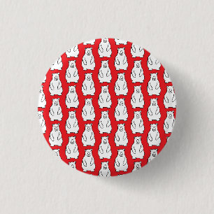 Grappige Cartoon Grijze Ijsberen Rood Ronde Button 3,2 Cm