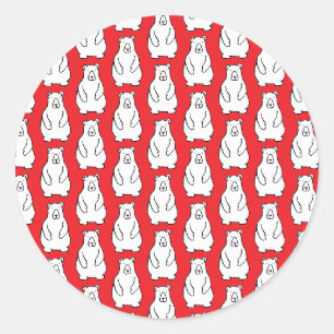 Grappige Cartoon Grijze Ijsberen Rood Ronde Sticker