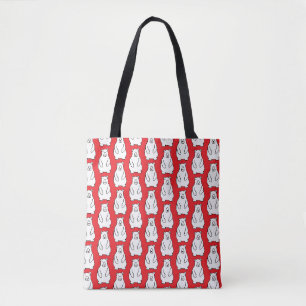 Grappige Cartoon Grijze Ijsberen Rood Tote Bag