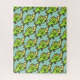 Grappige Cartoon Groene Vis Tekening Legpuzzel