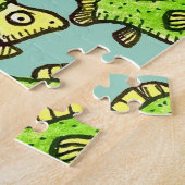 Grappige Cartoon Groene Vis Tekening Legpuzzel (Zijkant)