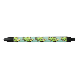 Grappige Cartoon Groene Vis Zwarte Inkt Pen