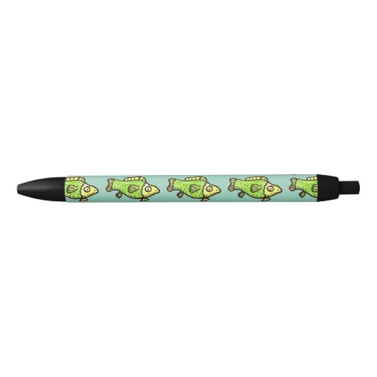 Grappige Cartoon Groene Vis Zwarte Inkt Pen (Voorkant)