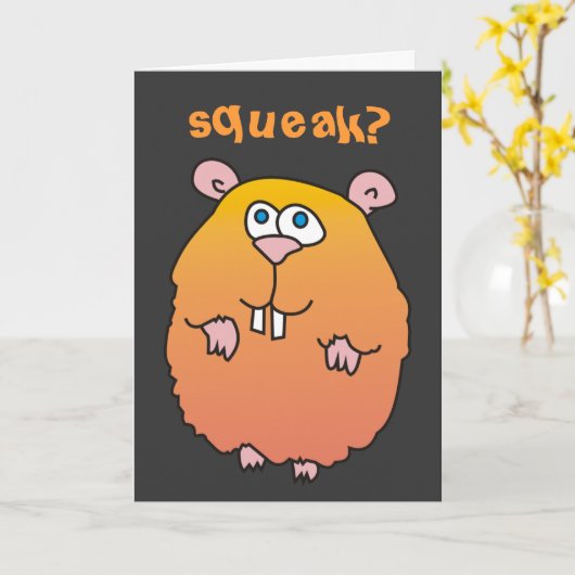 Grappige Cartoon Hamster Squeak Wenskaart Kaart (Gele Bloem)