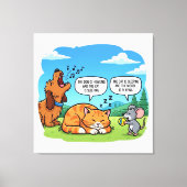 Grappige Cartoon Hond, Kat en Muis Canvas Afdruk (Voorkant)