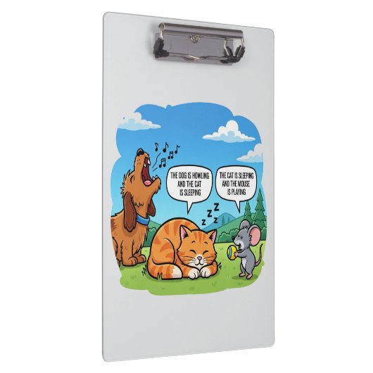 Grappige Cartoon Hond, Kat en Muis Klembord (Rechts)