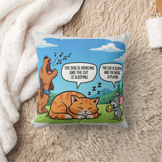 Grappige Cartoon Hond, Kat en Muis Kussen (Deken)