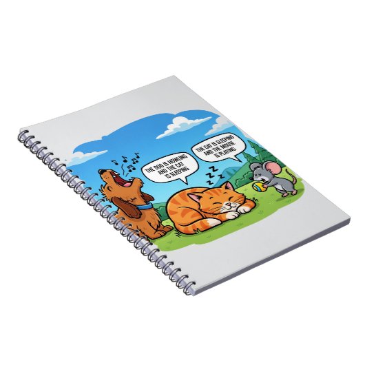 Grappige Cartoon Hond, Kat en Muis Notitieboek (Rechterzijde)