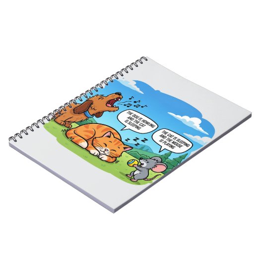 Grappige Cartoon Hond, Kat en Muis Notitieboek (Linkerzijde)
