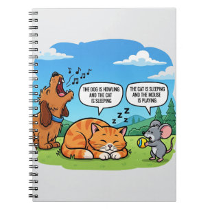 Grappige Cartoon Hond, Kat en Muis Notitieboek