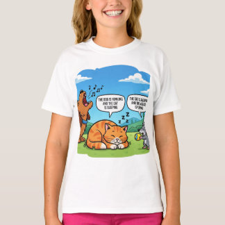 Grappige Cartoon Hond, Kat en Muis T-shirt