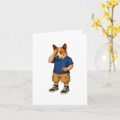 Grappige Cartoon Hond Kunst Kaart (Gele Bloem)