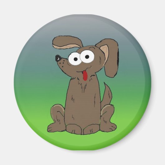 Grappige Cartoon Hond met Uitpuilende Ogen Magneet (Voorkant)