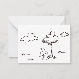 Grappige Cartoon Hond Onder Boom Tekening Notitiekaartje