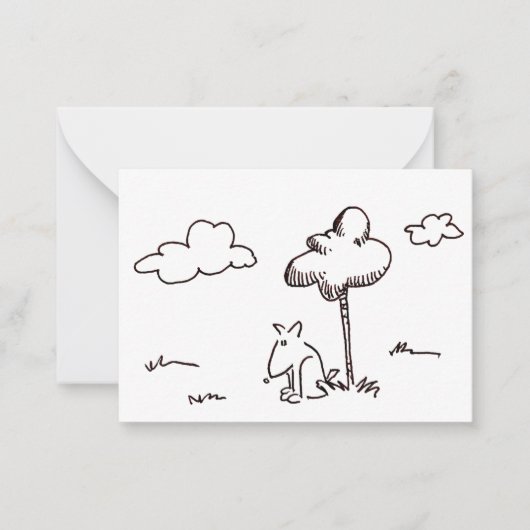 Grappige Cartoon Hond Onder Boom Tekening Notitiekaartje (Voorkant)