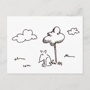 Grappige Cartoon Hond Onder Boom Tekening Postkaar Briefkaart