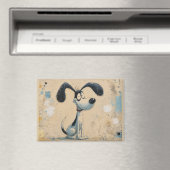 Grappige Cartoon Hond – Whimsicale Cute Hond Kunst Magneet (Insitu (Vaatwasser))